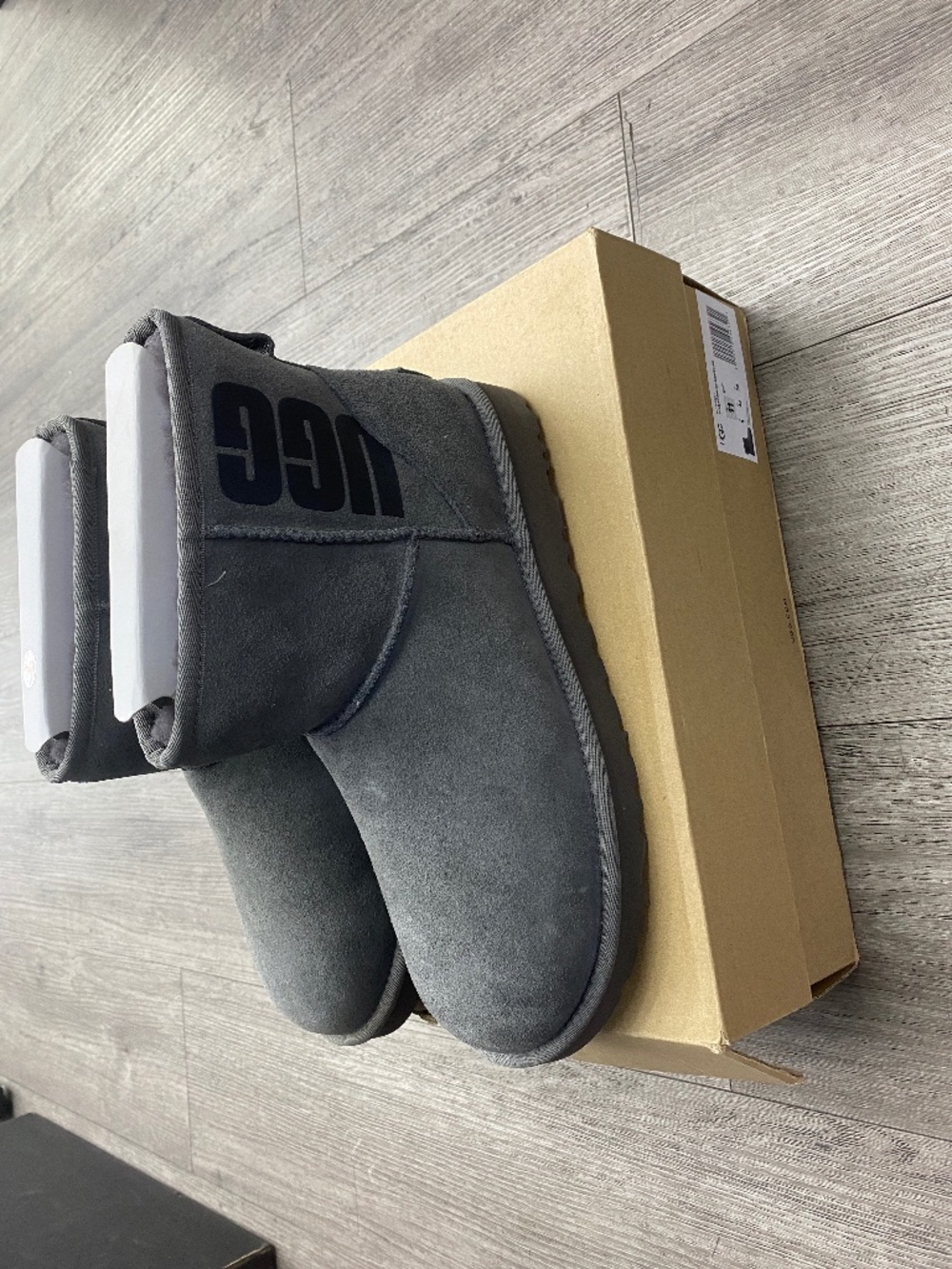 UGG Women’s Classic Mini Rubber Logo Boots Grey Size 11